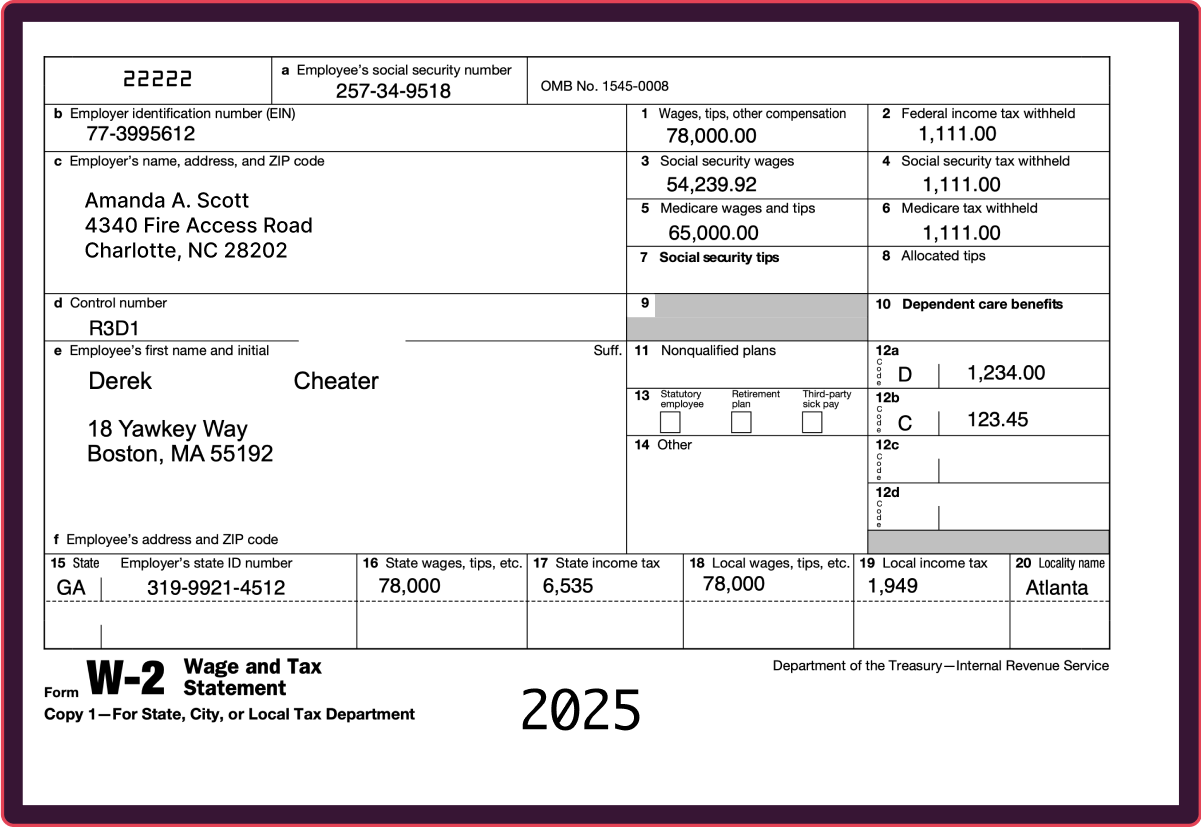 Edit And Printable W2 Form