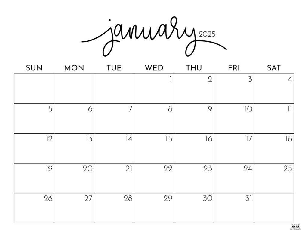 January 2025 Calendars 107 FREE Printables Printabulls