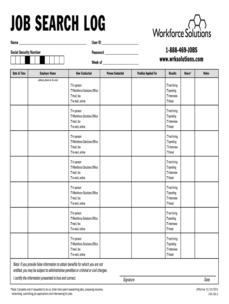 Job Search Log Template Fill Online Printable Fillable Blank PdfFiller