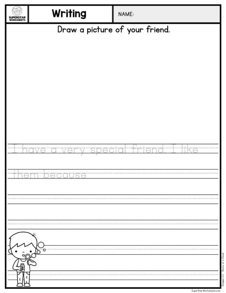 Kindergarten Writing Sentences Worksheets Superstar Worksheets
