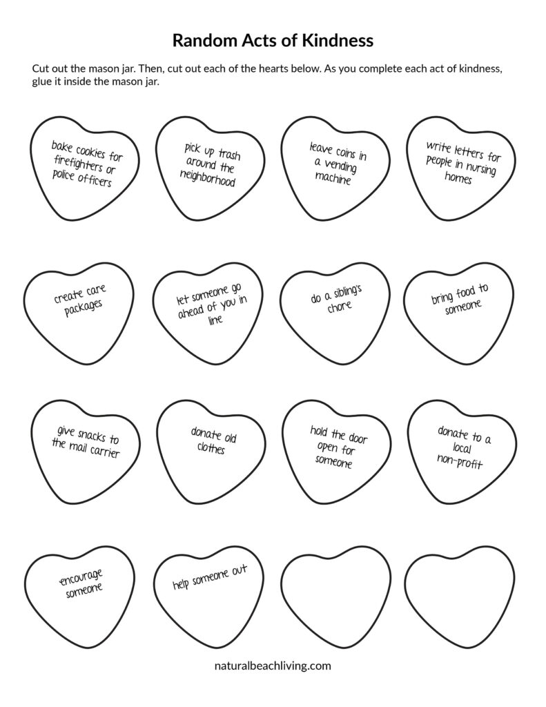 Kindness Jar Printable Template And Kindness Activity Natural Beach Living