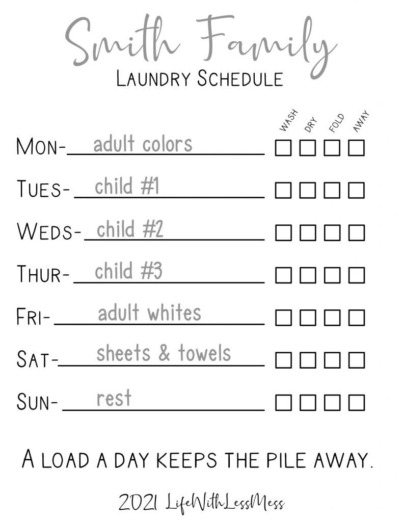 Laundry Schedule Printable Life With Less Mess