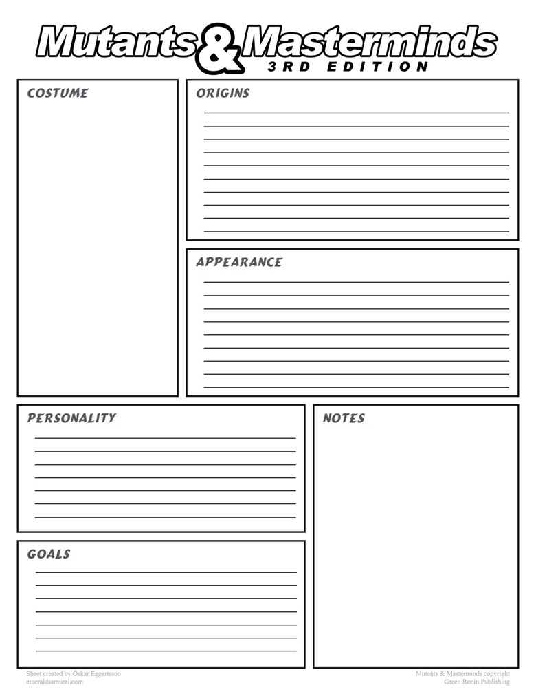 M M 3E Character Sheets 4 pages Oskar GHOTI s Ko fi Shop