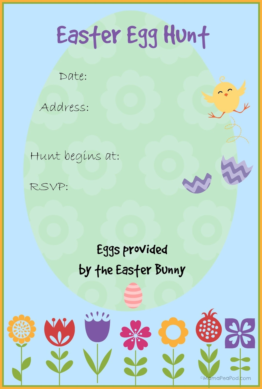 Mama Pea Pod Free Printable Easter Egg Hunt Invitation 