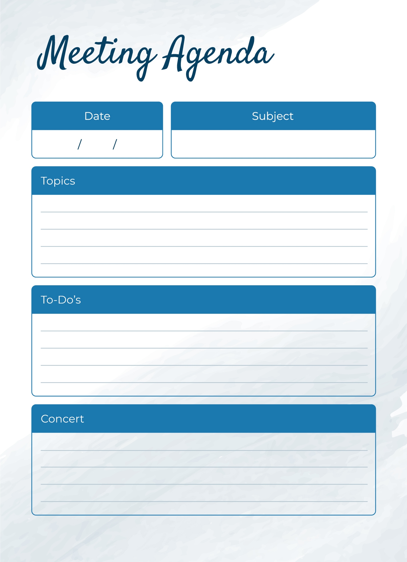 Printable Editable Meeting Agenda Template