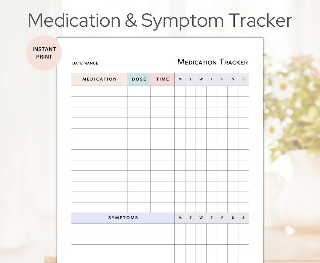 Medication Tracker Symptom Tracker Medicine Log Printable Medication Chart Editable Vitamin Sheet Goodnotes Template Pill Checklist Etsy