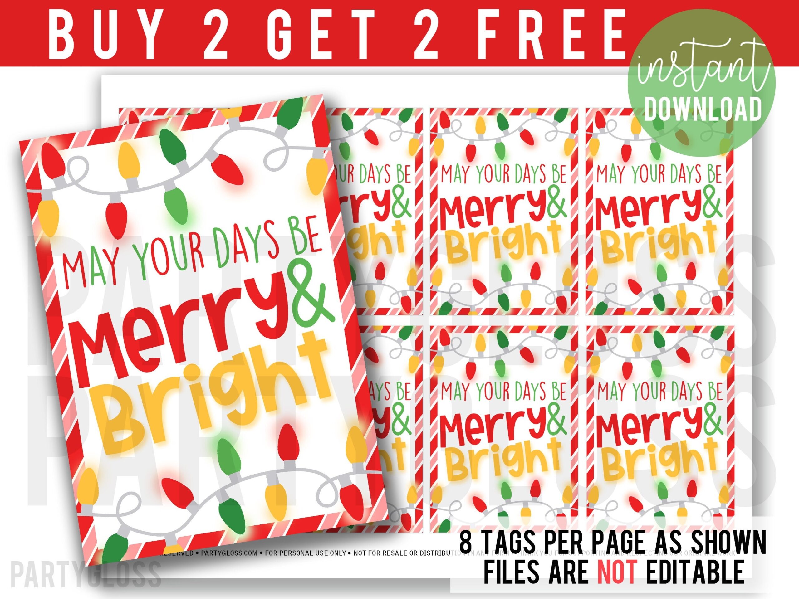 Merry And Bright Printable Tag Teacher Christmas Tag Christmas Candle Tag Teacher Gift Christmas Lights Tag Christmas PTO PTA Tags Etsy