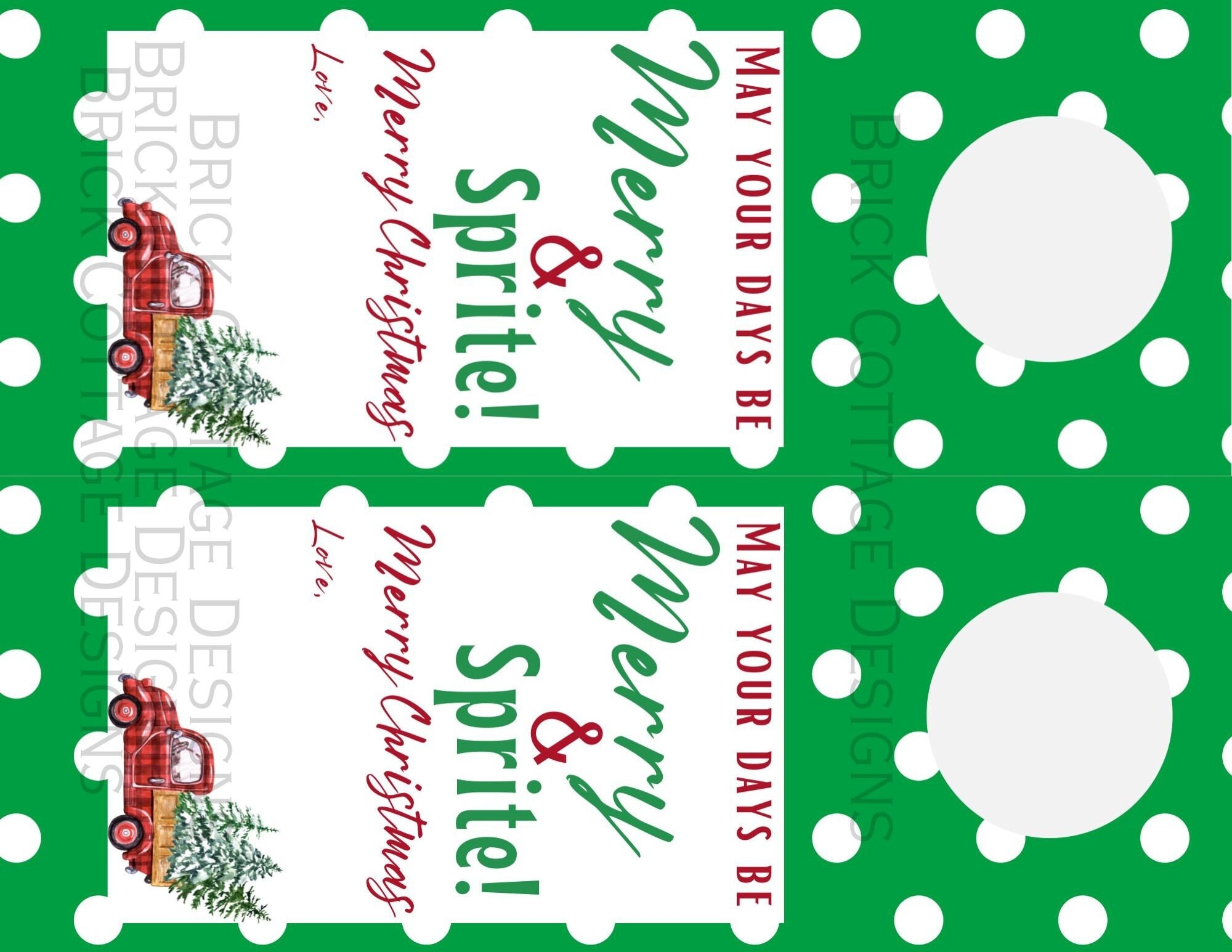 Merry And Sprite Sprite Gift Tag Sprite Treat Tag Merry Christmas Merry And Sprite Printable Etsy