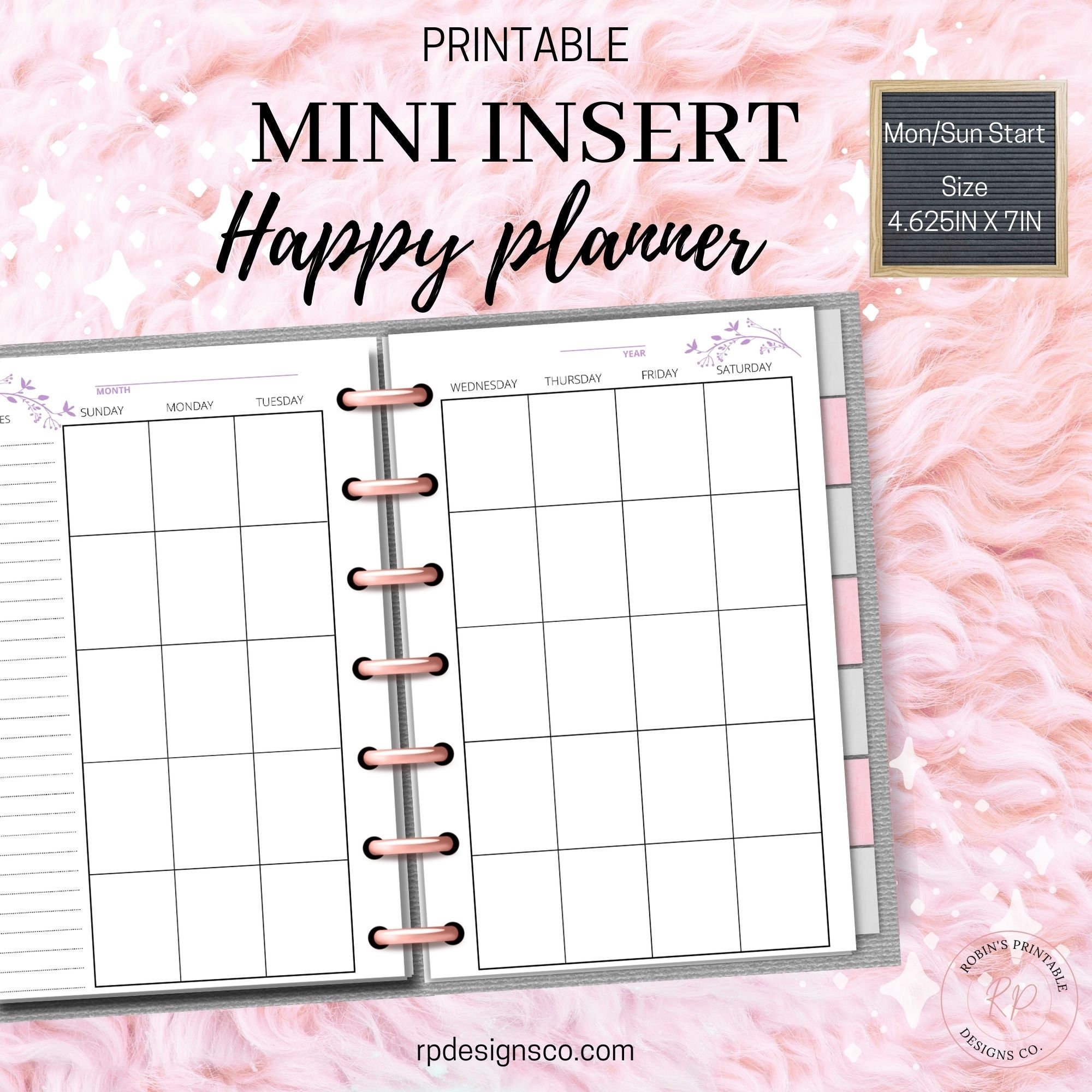 Mini Happy Planner Inserts Undated Monthly Vertical Layout Two Page PDF Printable Planner Inserts 4 625 X 7 HP Monthly Calendar Refill Etsy
