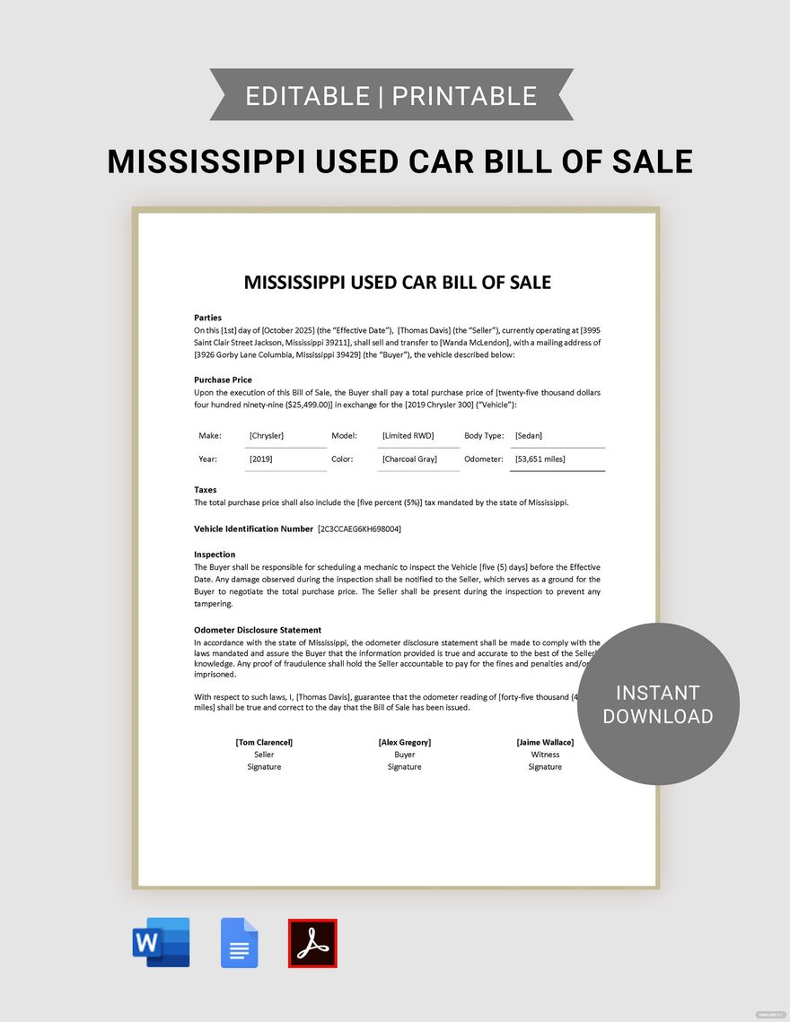 Printable/Editable Jeep Bill Of Sale State Of Missouri