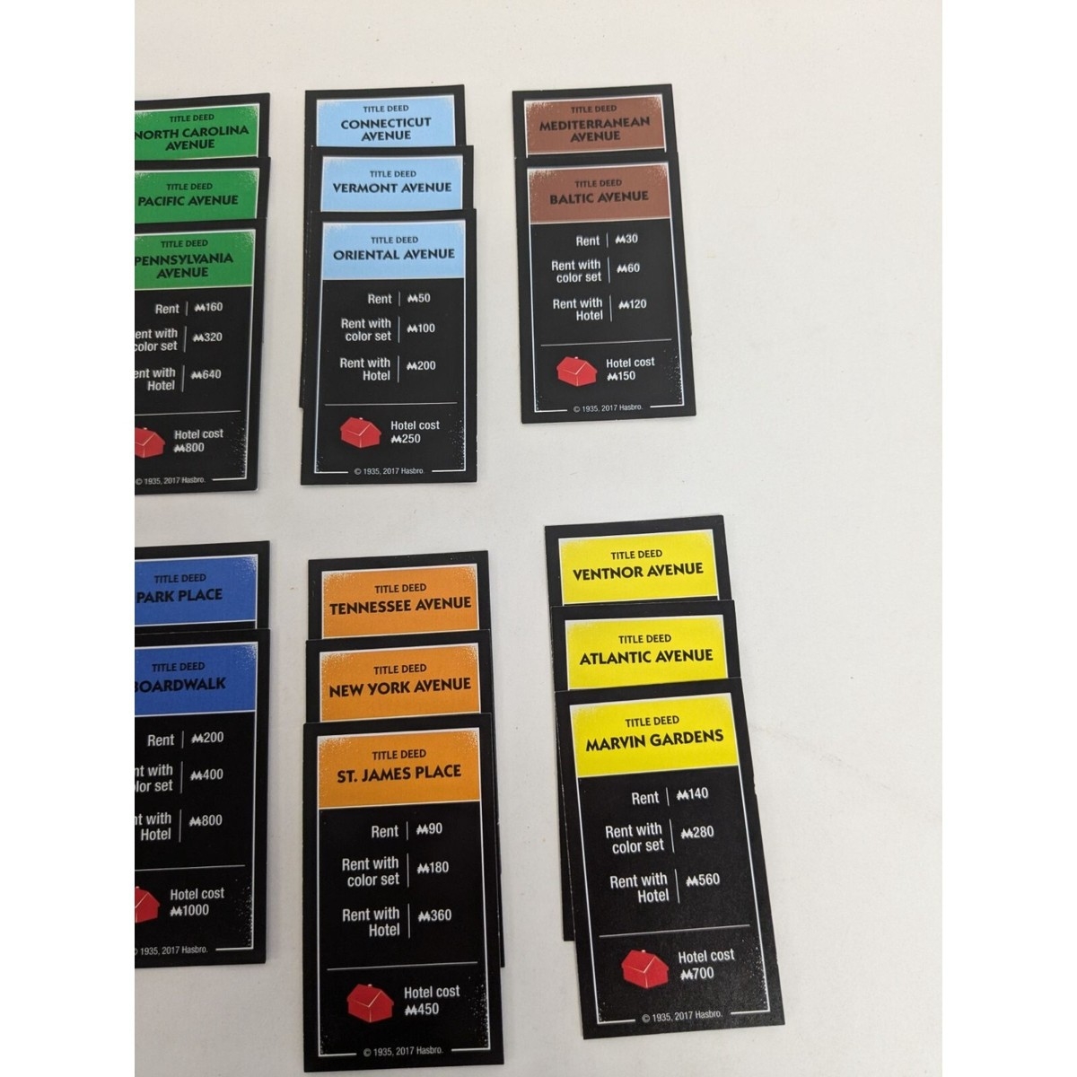 Monopoly Cheaters Edition 2017 Game Replacement Property Deed Cards Complete EBay