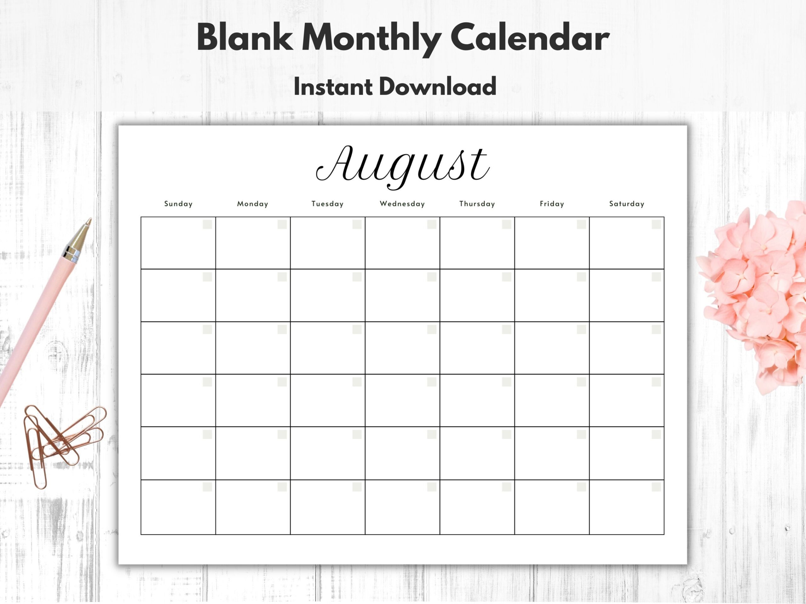Printable Editable Monthly Calendars