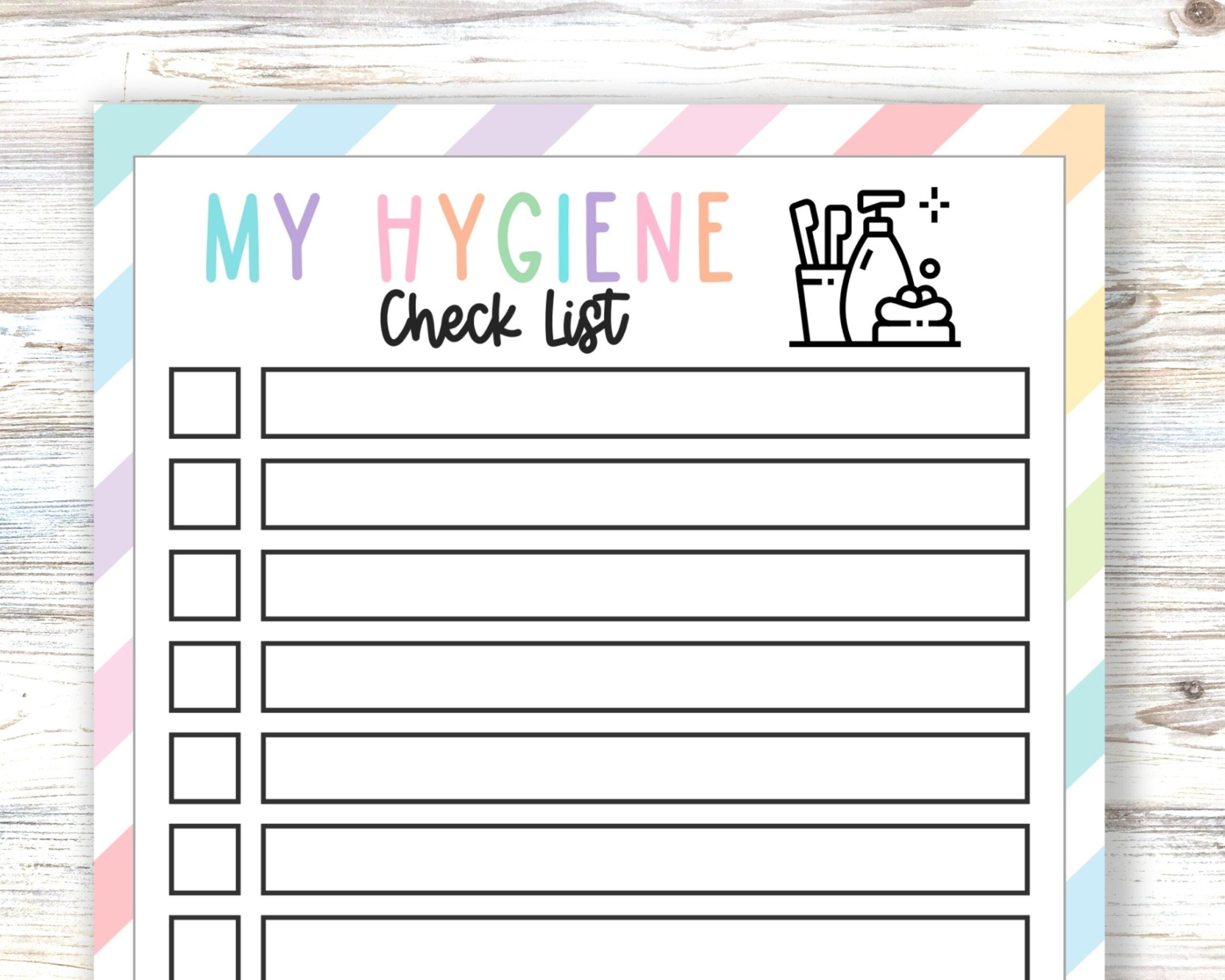 Editable Printable Daily Hygiene Task Checklist