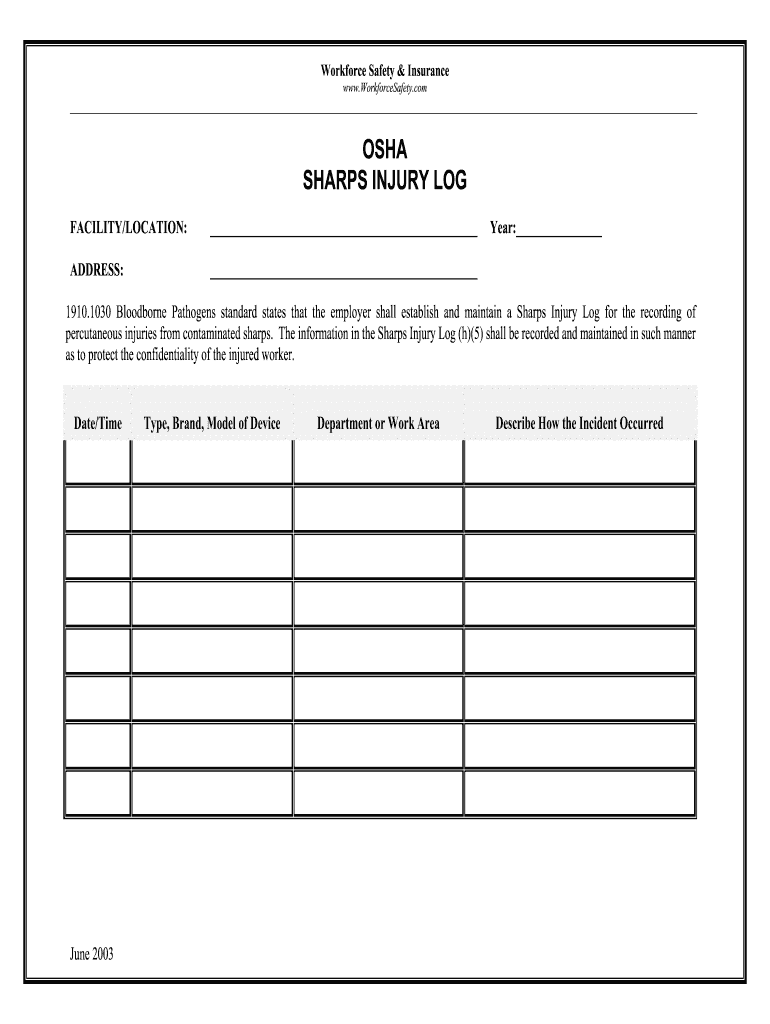 Needle Stick Injury Format Fill Online Printable Fillable Blank PdfFiller