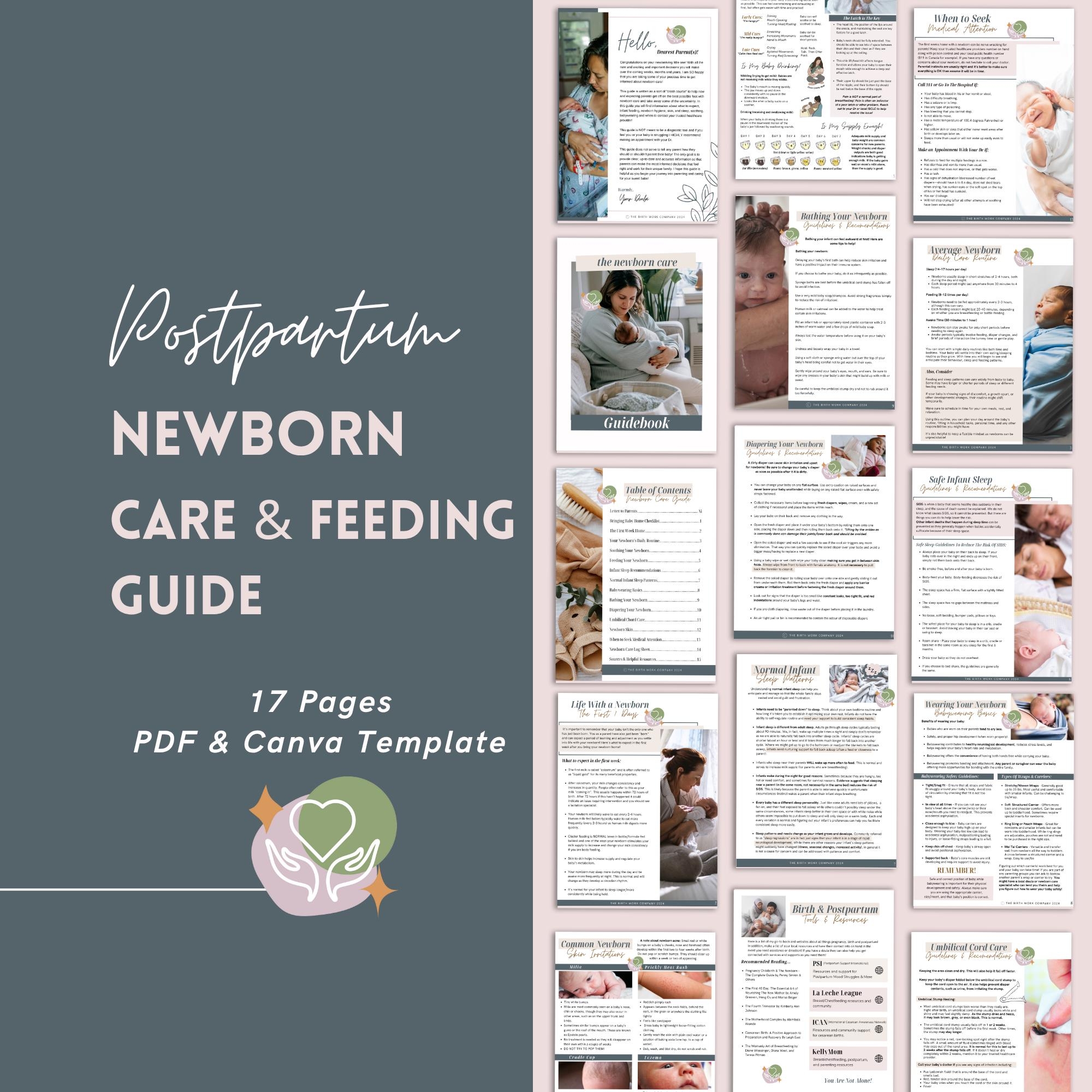 Newborn Care Guide Handout Baby Basics For New Parents Doula Postpartum Educator Canva Template Printable PDF Etsy