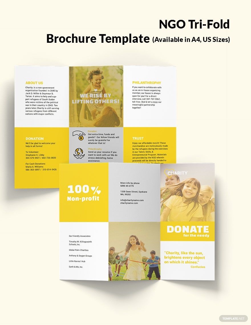 NGO Tri Fold Brochure Template In PSD Illustrator InDesign Word Publisher Google Docs Download Template