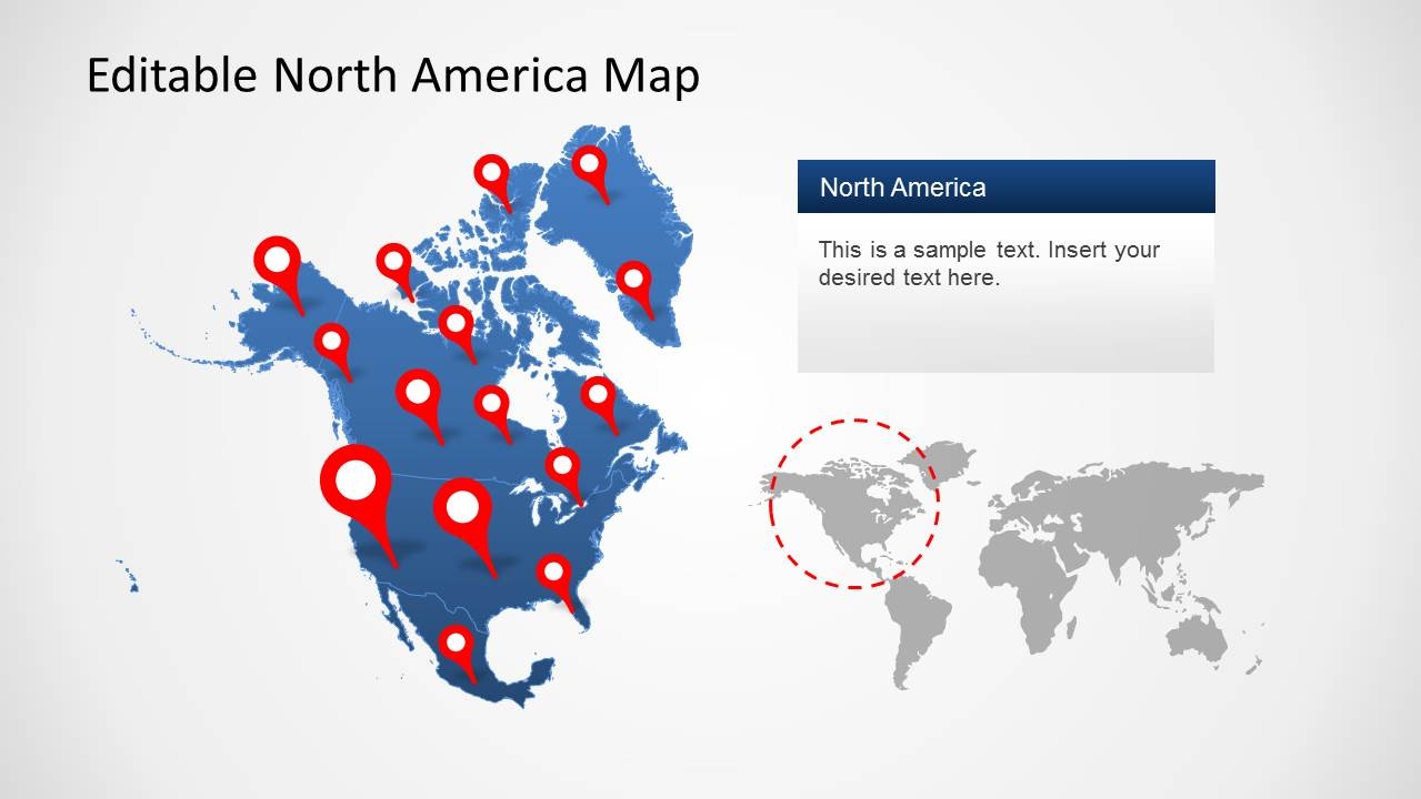 Printable Editable Map North America