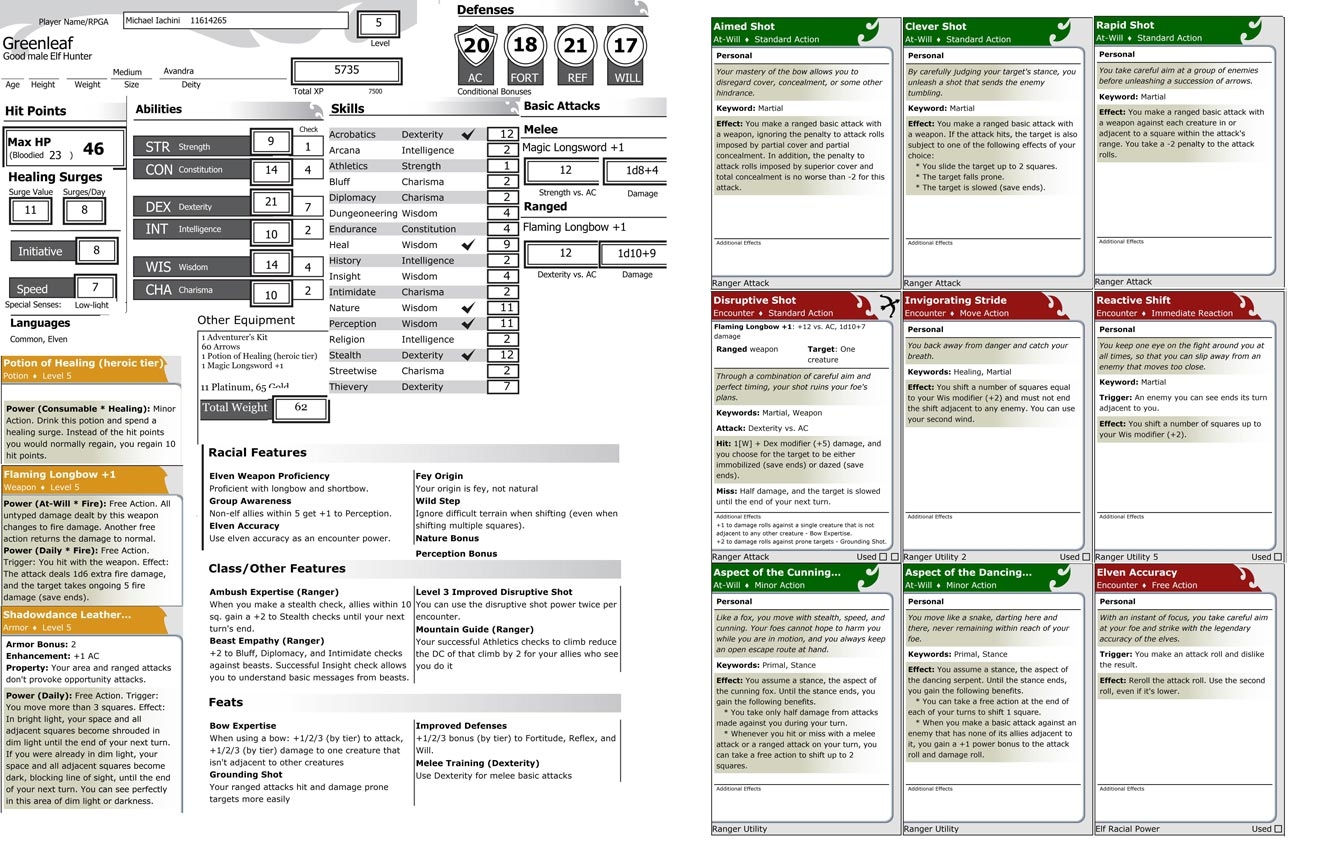 One page Character Sheet From The Online Character Builder Online Dungeon Master