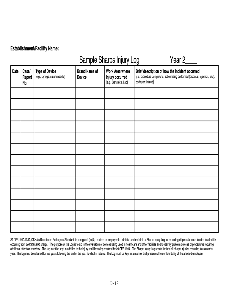 Osha Sharps Injury Log Fill Out Sign Online DocHub