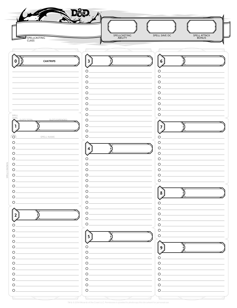 Dnd Printable Editable Sheet