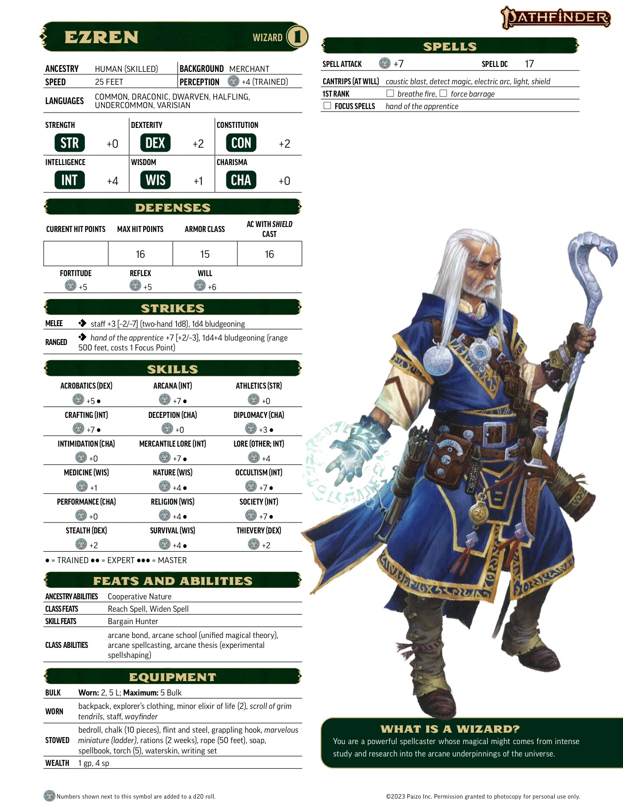 Printable Pathfinder Second Edition Character Sheet Official Paizo