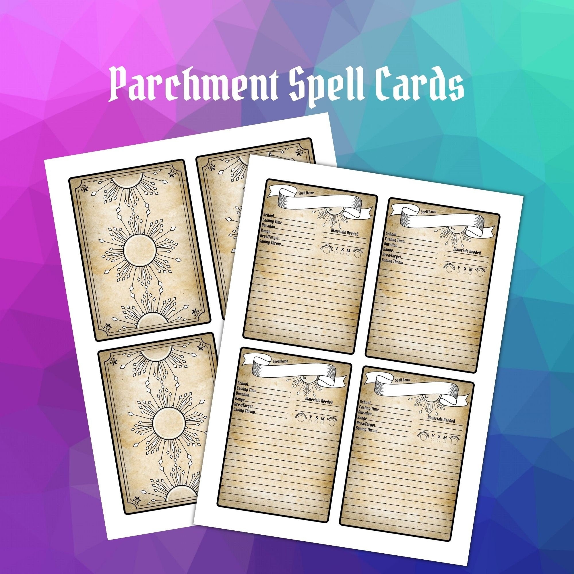 Pathfinder 2nd Edition Printable Spell Cards