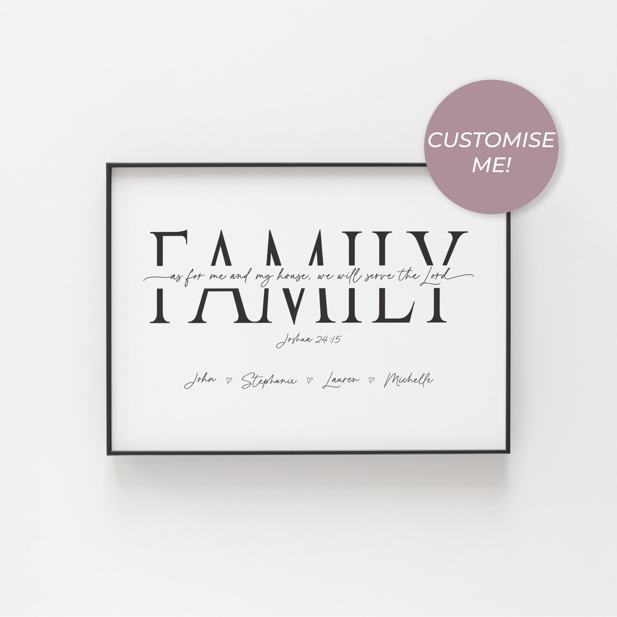 Personalised Printable Family Scripture Wall Art Joshua 24 15 Christian Bible Verse Download As For Me And My House We Will Serve The Lord Etsy