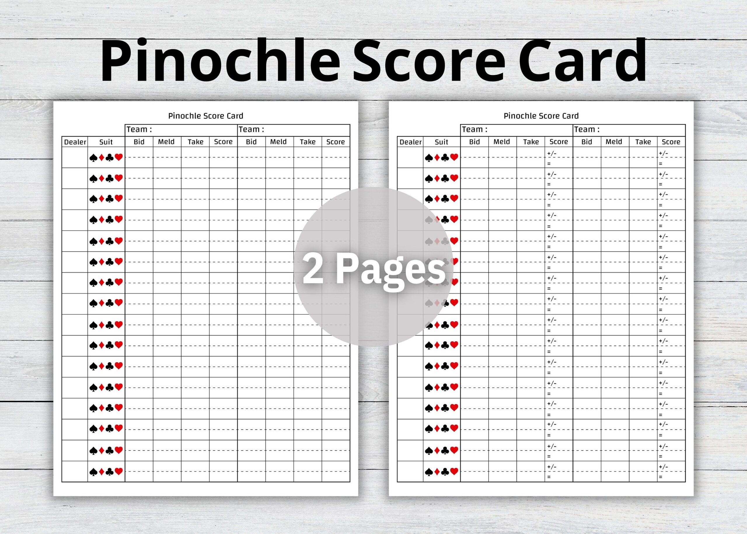 Printable Editable Pinochle Cheat Sheet