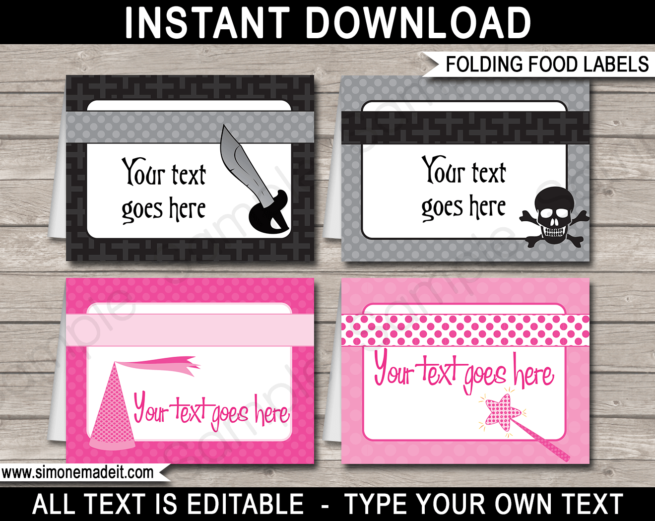 Pirate Wristbands Printable Editable