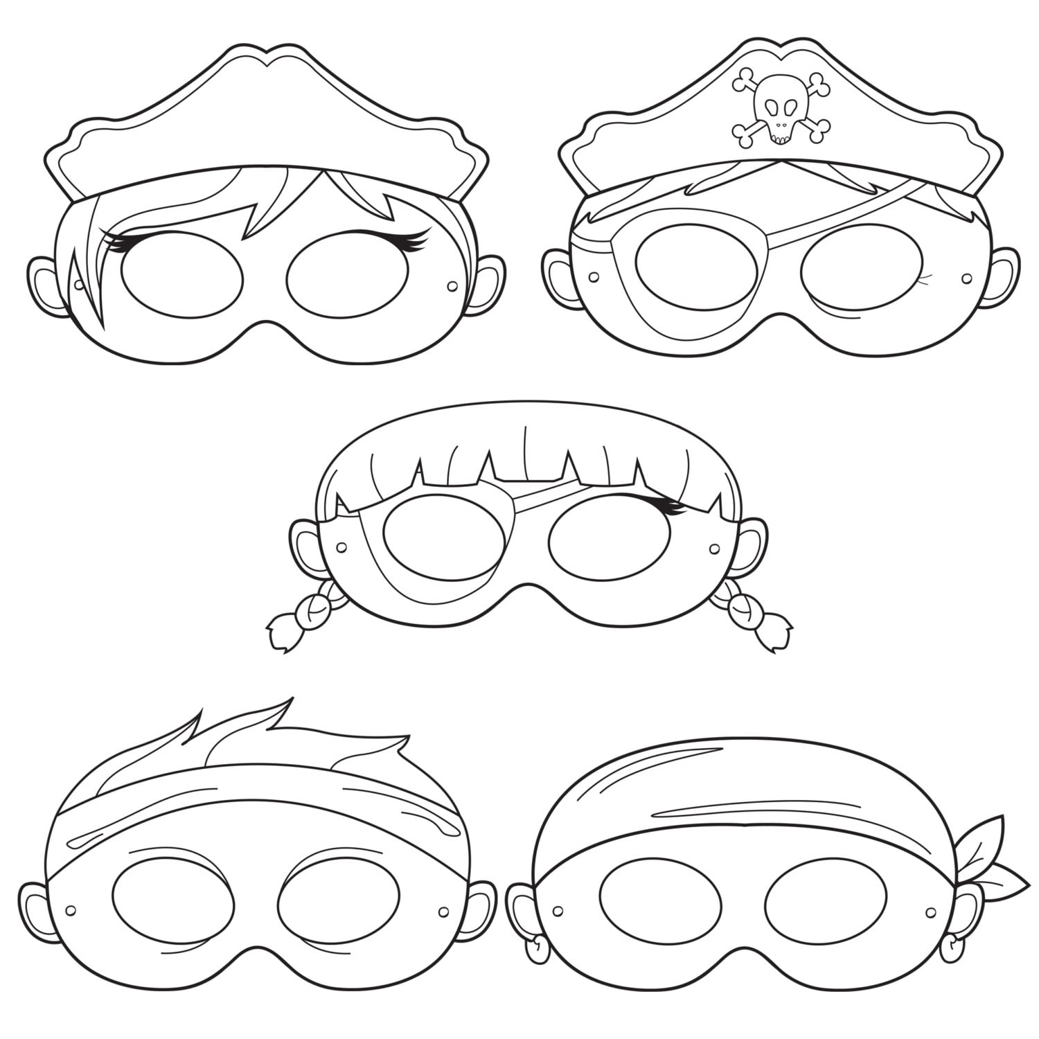 Pirates Printable Coloring Masks Pirate Mask Captain Swashbuckler Pirate Costume Girl Pirate Boy Pirate Sailor Sea Pirates Costume Etsy