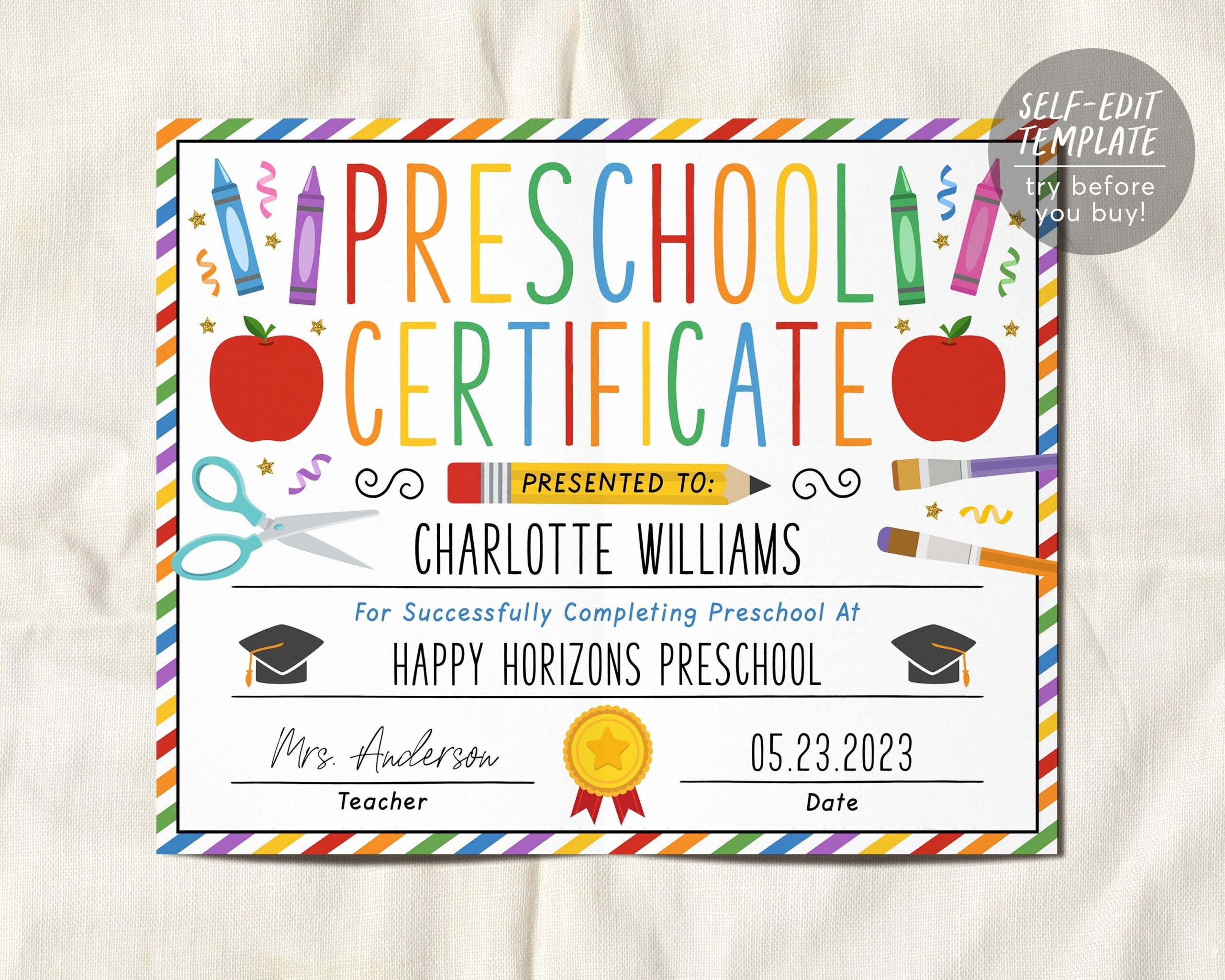 Free Editable Printable Preschool Graduation Certificates