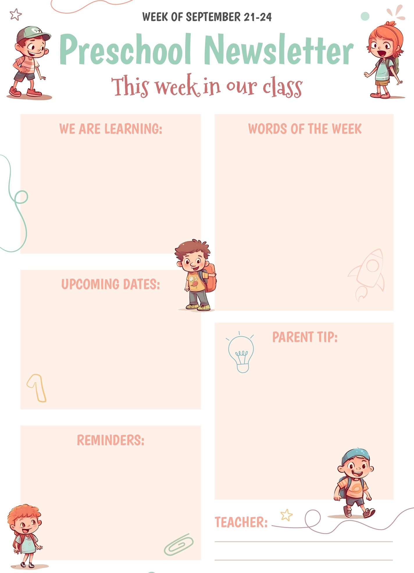 Free Printable Editable Newsletter Templates For Preschool Teachers
