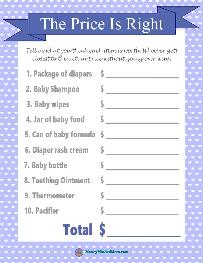 Price Is Right Baby Shower Game With Free Printables 