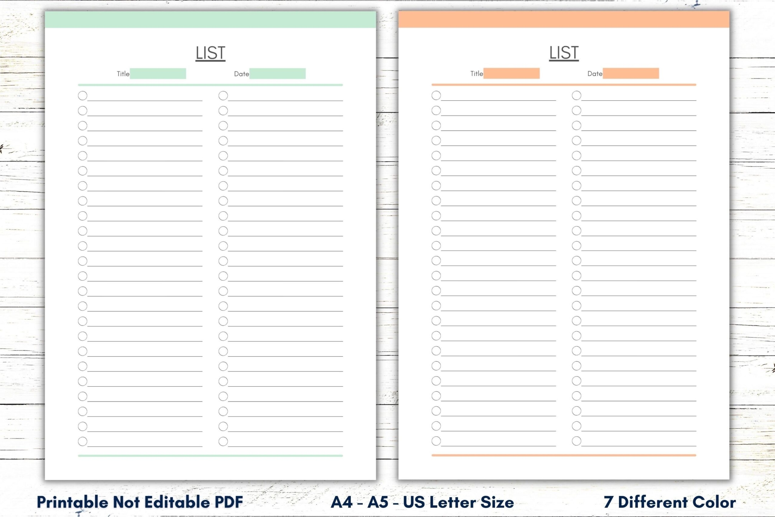 Printable Blank List Template Blank Checklist Form Blank List Form Blank List For Planners Checklist Template List Insert Organizer Etsy