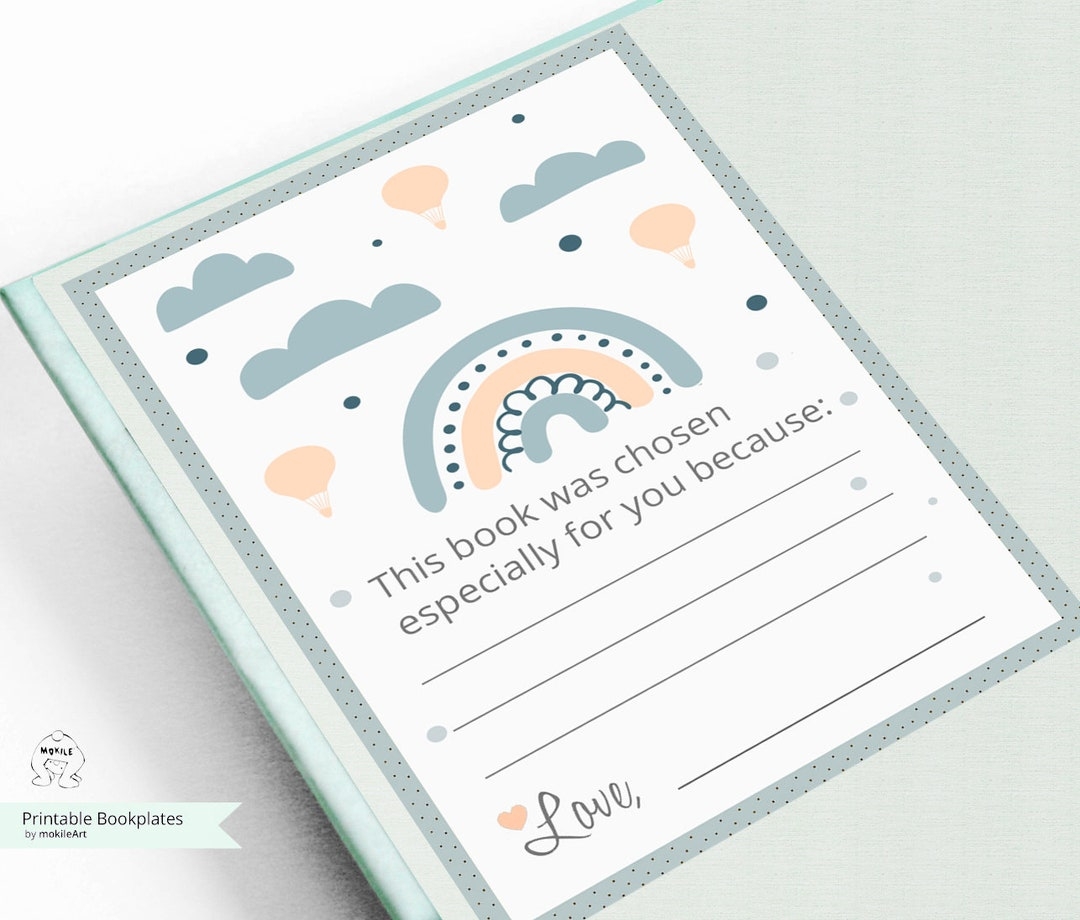 Printable Book Plate library Stickers printable Bookplates baby Shower rainbow Book Plates baby Shower Bookplate Bookplate book themed Etsy