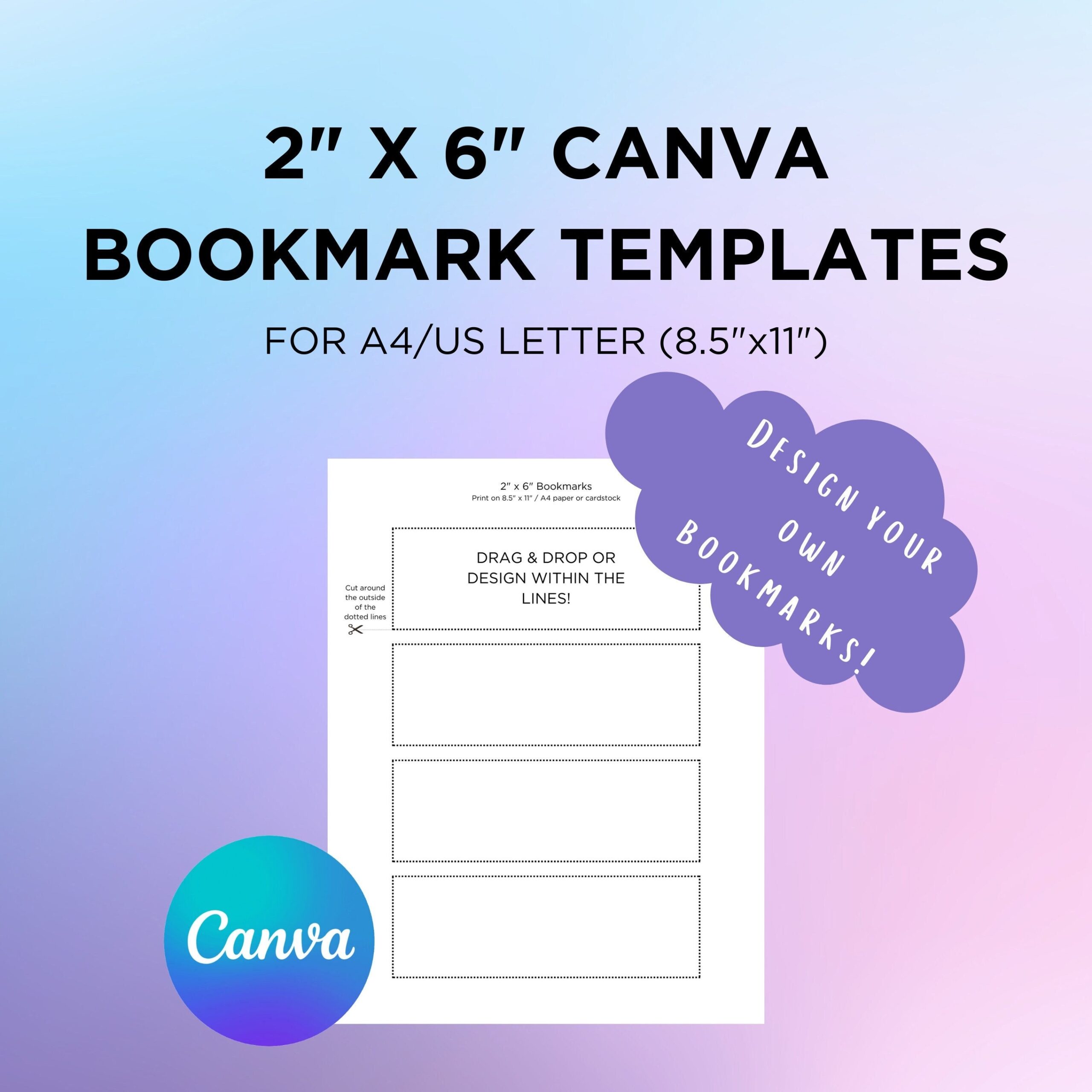 Customizable Printable Editable Bookmark Etsy
