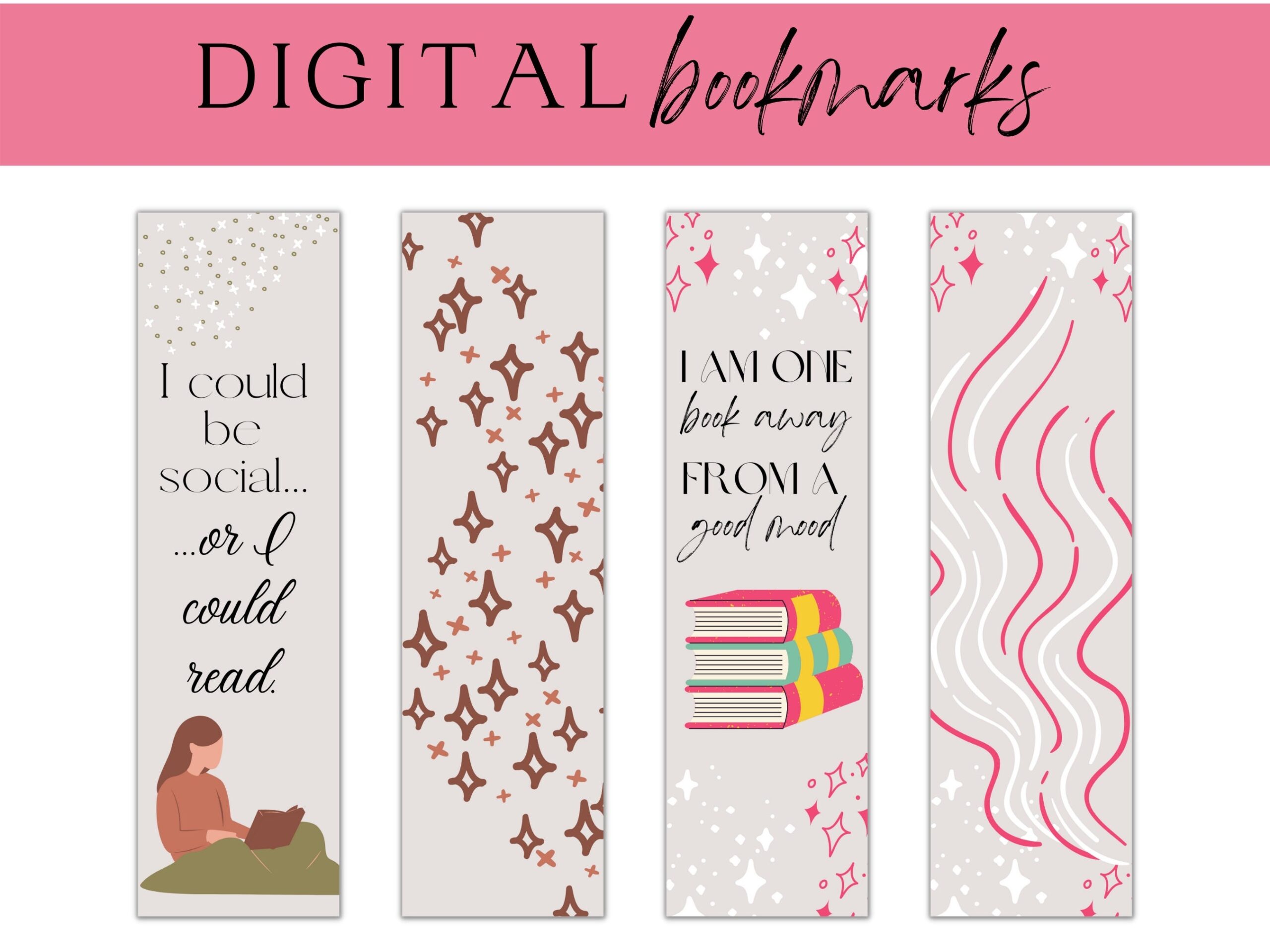 Printable Bookmark Digital Bookmark Printable Bookmarks Book Lover Gift Ideas Book Tracker Book Club Aesthetic Bookmark Etsy