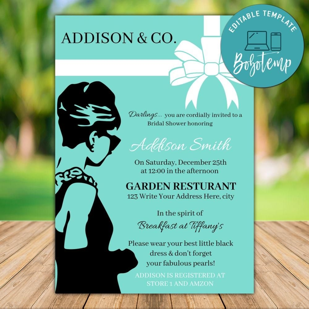 Printable Breakfast At Tiffany s Bridal Shower Invitation DIY Bobotemp