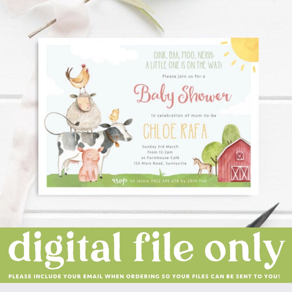 Free Editable Printable Farmhouse Baby Shower Invitations