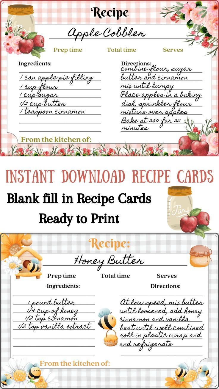 Free Editable Printable Farmhouse Recipe Card