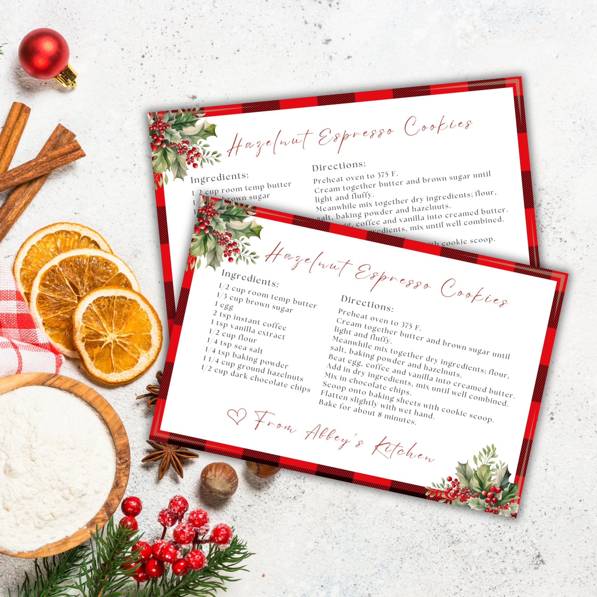 Printable And Editable Christmas Cookies Recipe Card