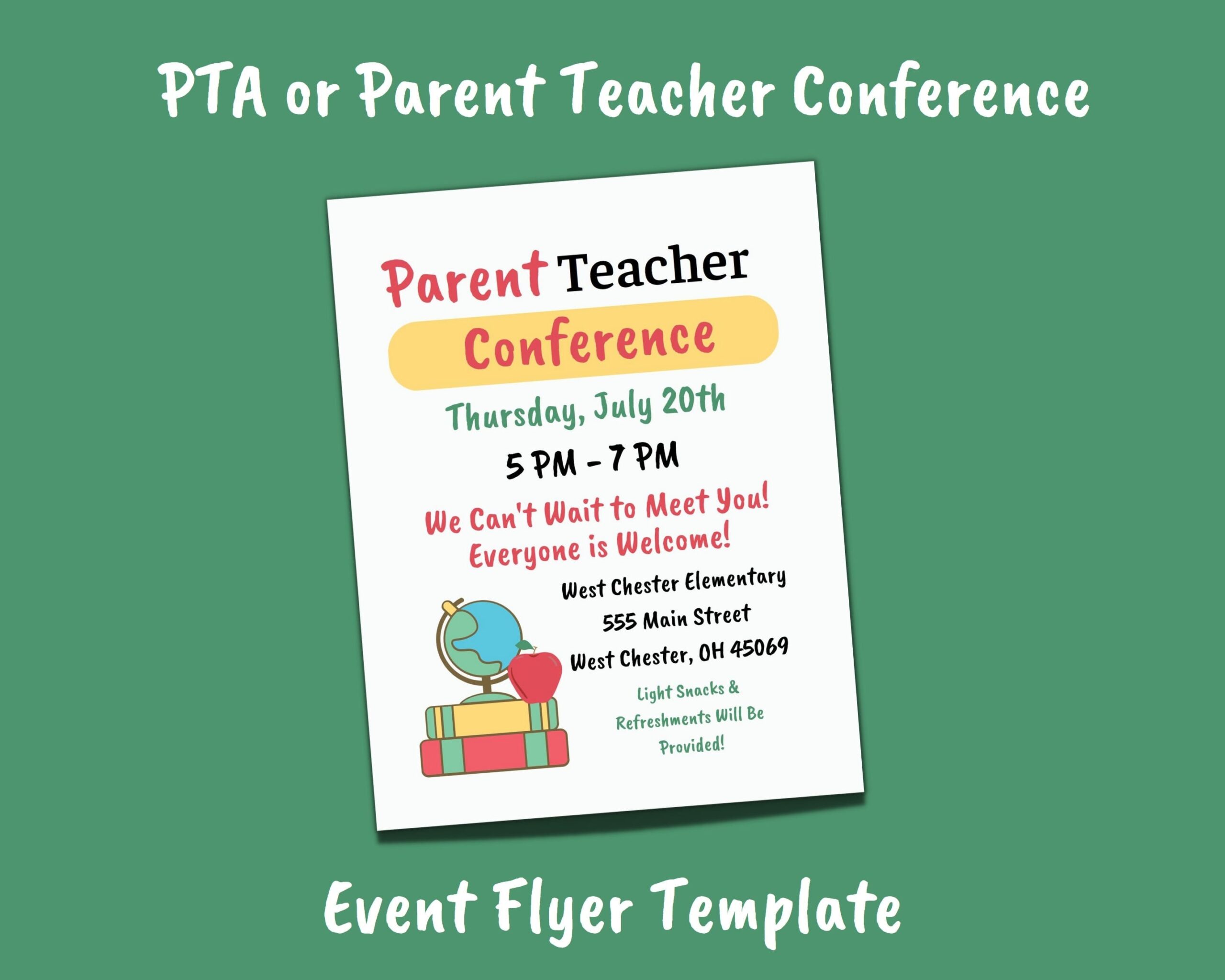 Printable Parent Teacher Conference PTA Meeting Event Flyer Invitation Template Edit In Adobe PDF CANVA Free Or Pro Instant Digital Download Etsy