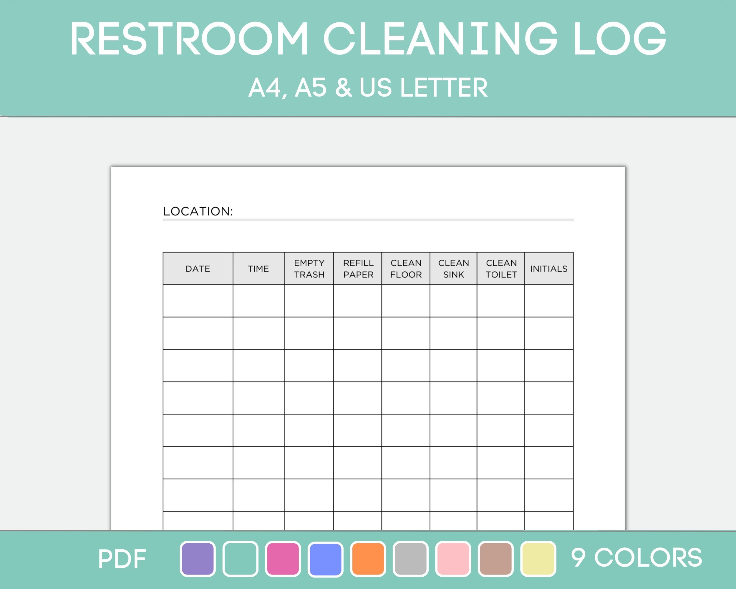 Free Printable Editable Restroom Cleaning Log