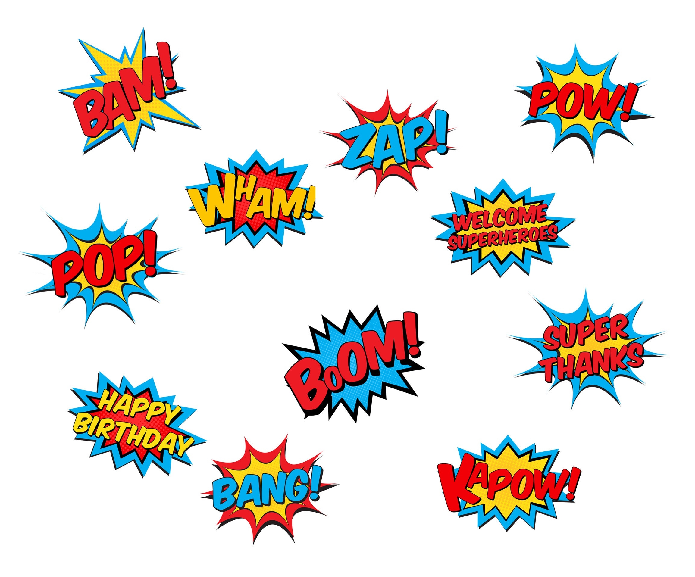 PRINTABLE Superhero Signs Superhero Party Instant Digital DOWNLOAD Super Hero Party Pack Party Decorations Comic Action Word Etsy