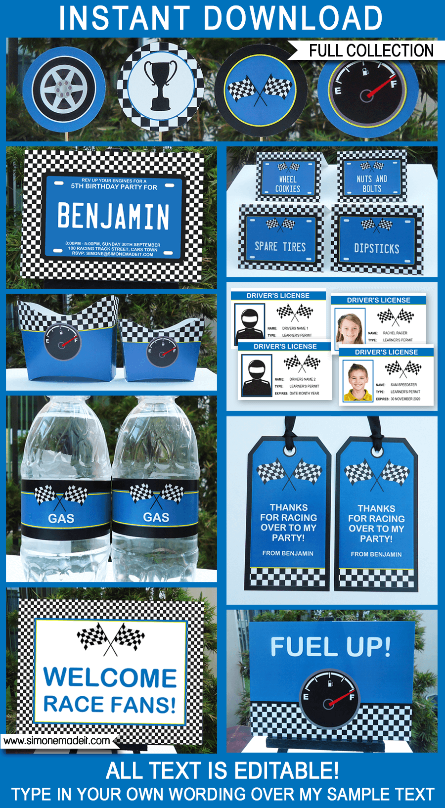 Editable Race Car Party Printables