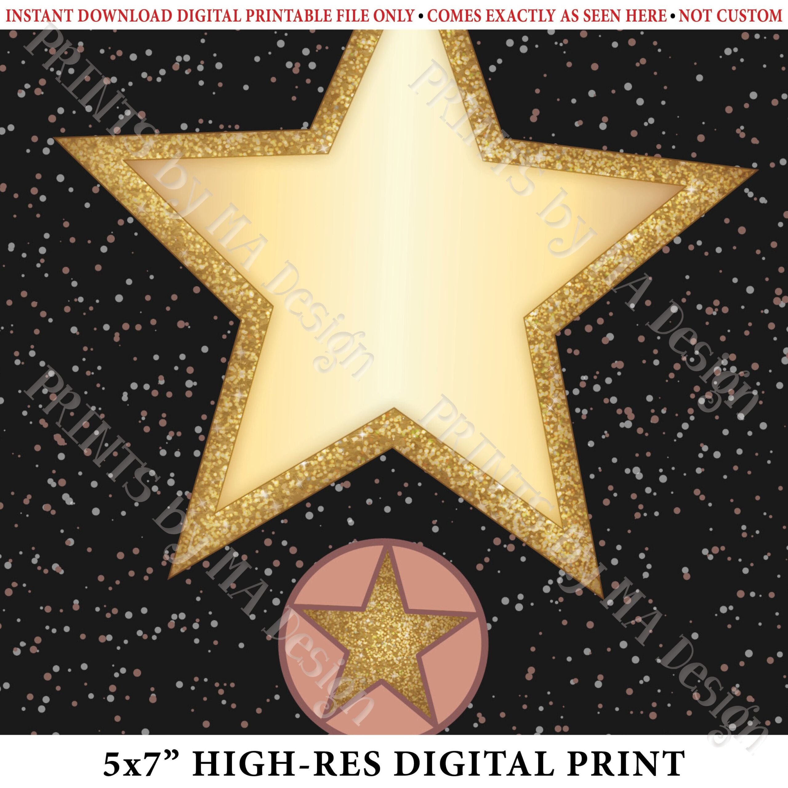 Red Carpet Party Hollywood Star Sign Blank Hollywood Movie Star Glam VIP Party Movie Night Ideas Oscars PRINTABLE 5x7 Digital File
