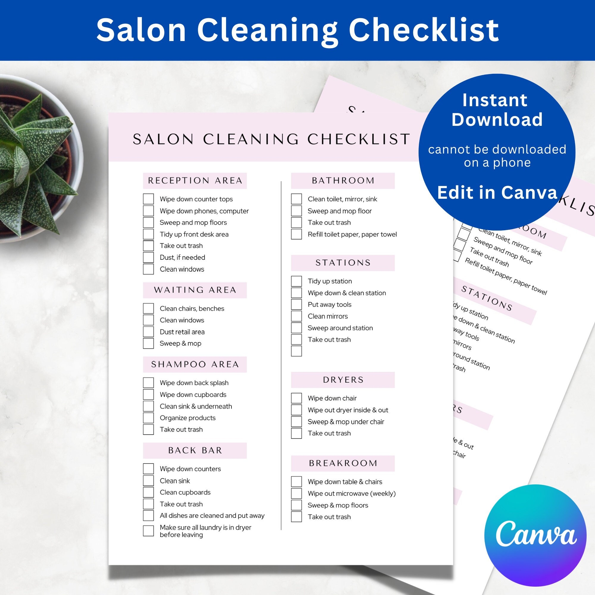 Salon Cleaning Checklist Hair Salon Cleaning Checklist Salon Cleaning Duties List Salon Cleaning Checklist Template PDF Salon Clean Etsy