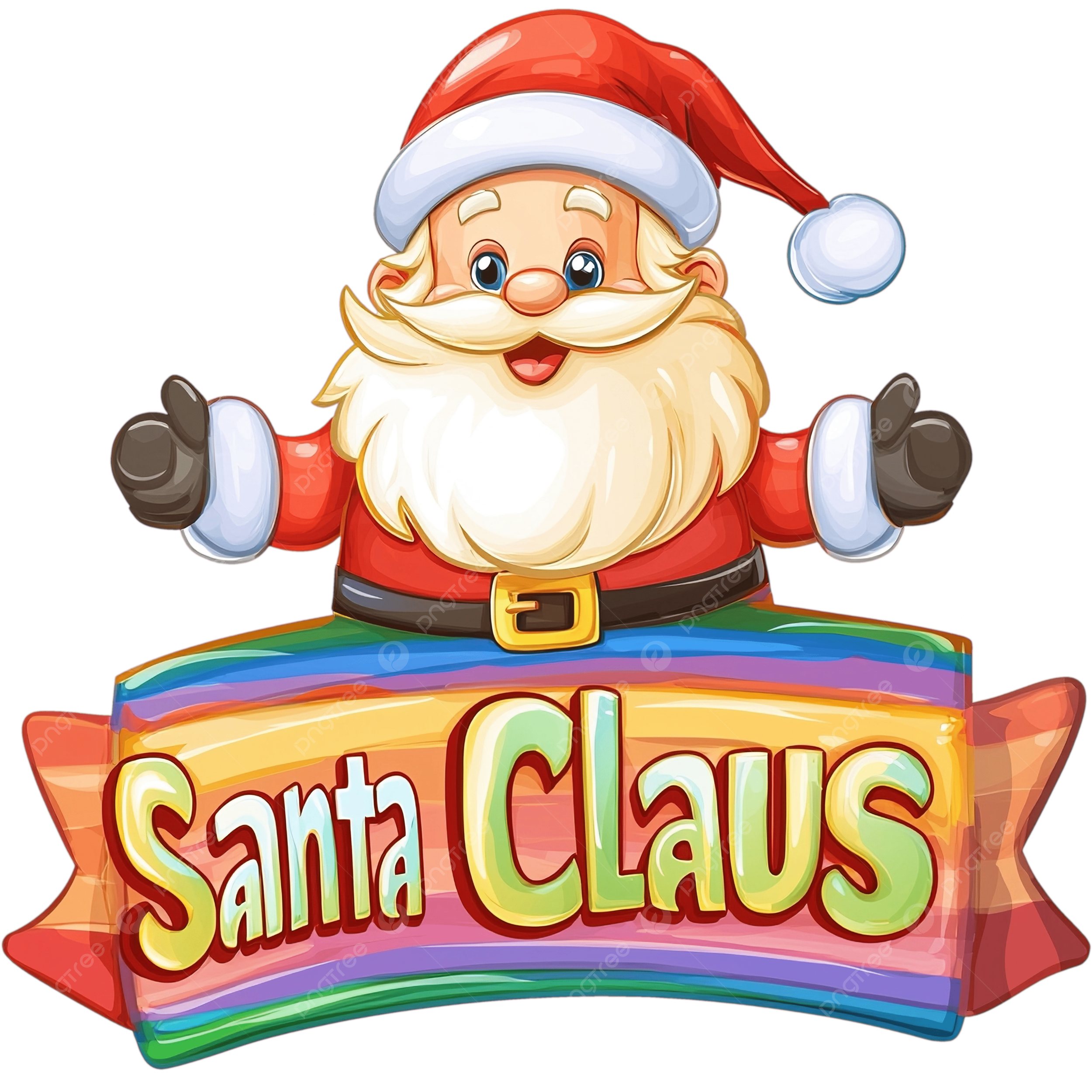 Santa Claus Banner Template Editable Text Effect With Cute Rainbow Cartoon Style 2025 Calendar Logo Poster Trendy PNG Transparent Image And Clipart For Free Download