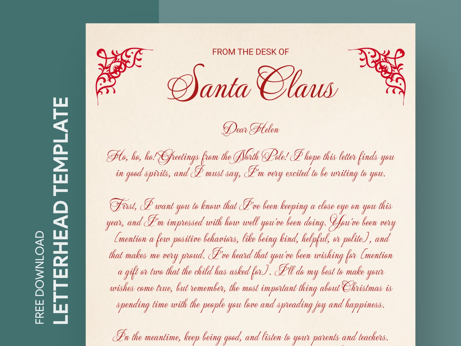 Santa Letterhead Template Editable Free Printable Letter From Santa Template Word