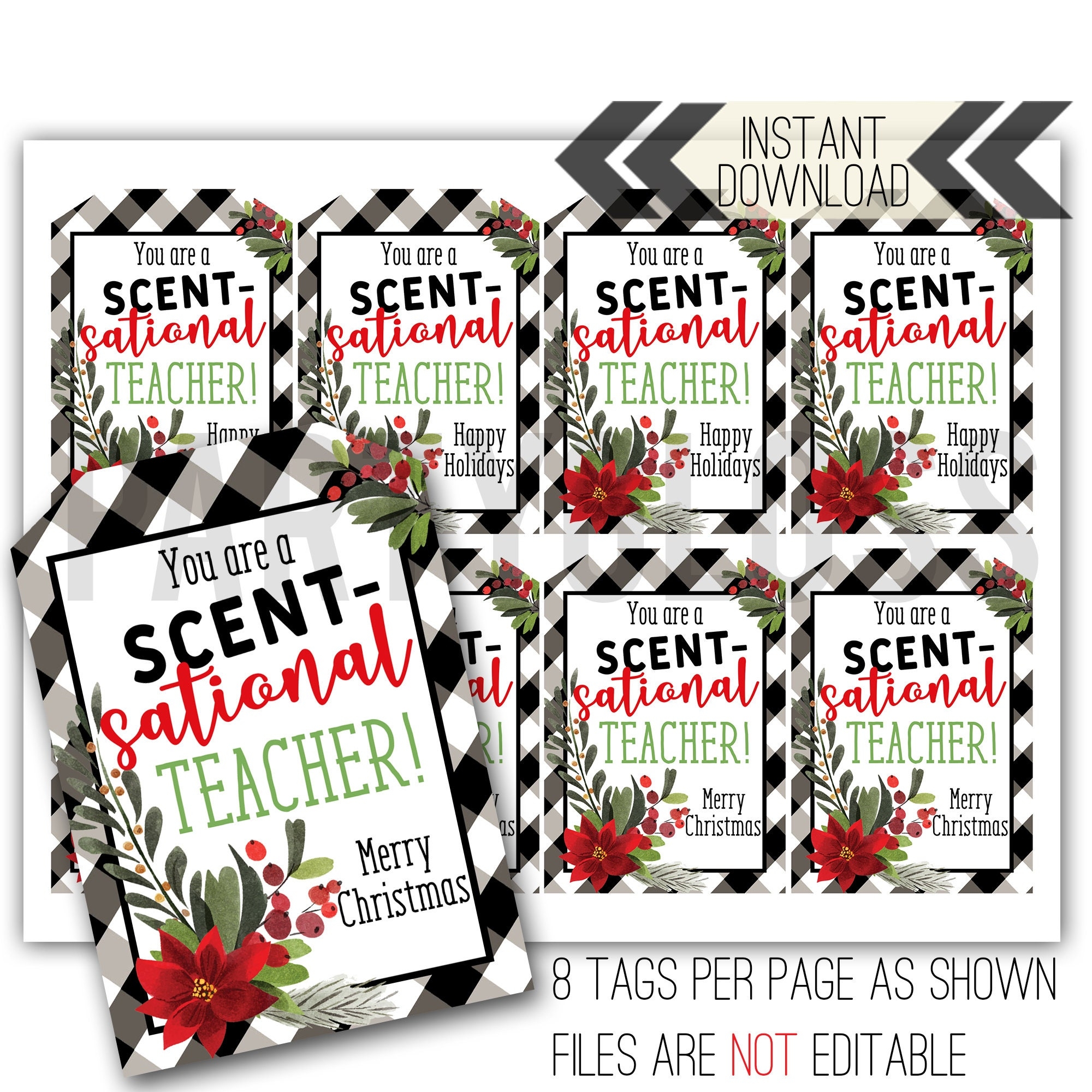 Scent sational Teacher Christmas Printable Tag Lotion Gift Tag Holiday Teacher Tag Candle Gift Tag Teacher Tag Scentsational Tag Etsy